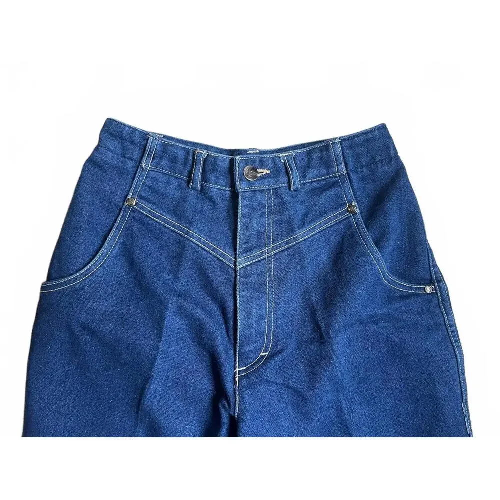Vintage High-Waisted Dark Blue Denim Jeans - Picture 7 of 7